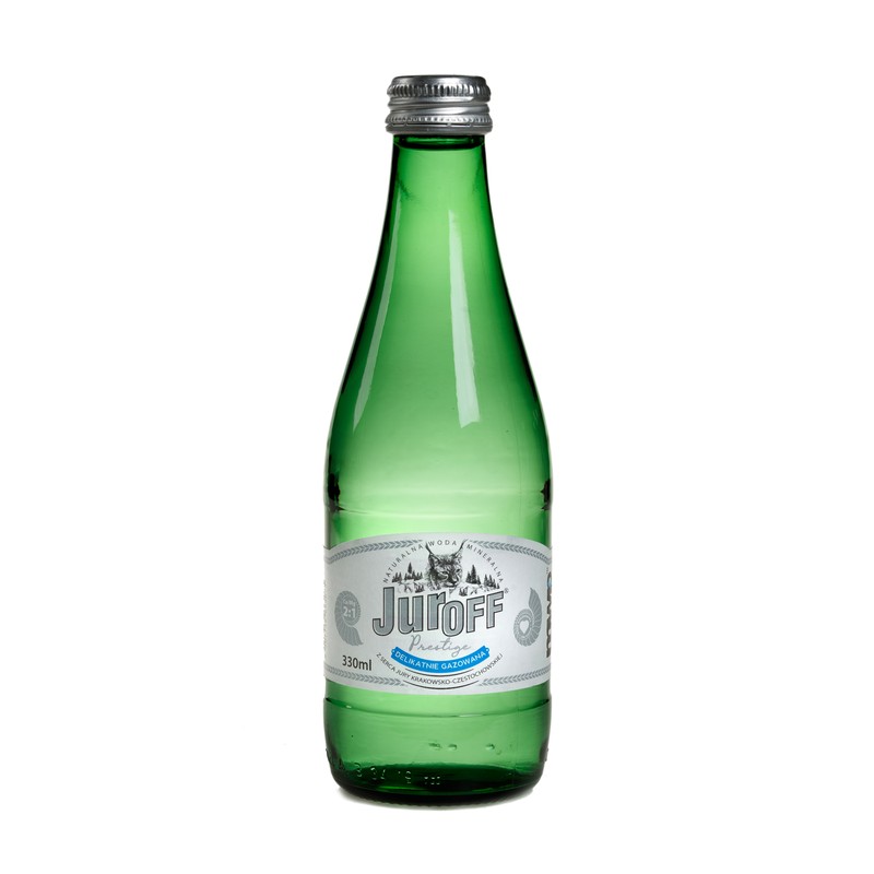 Woda Juroff w butelkach szklanych 0,33l bezzwrotnych delikatnie gazowana